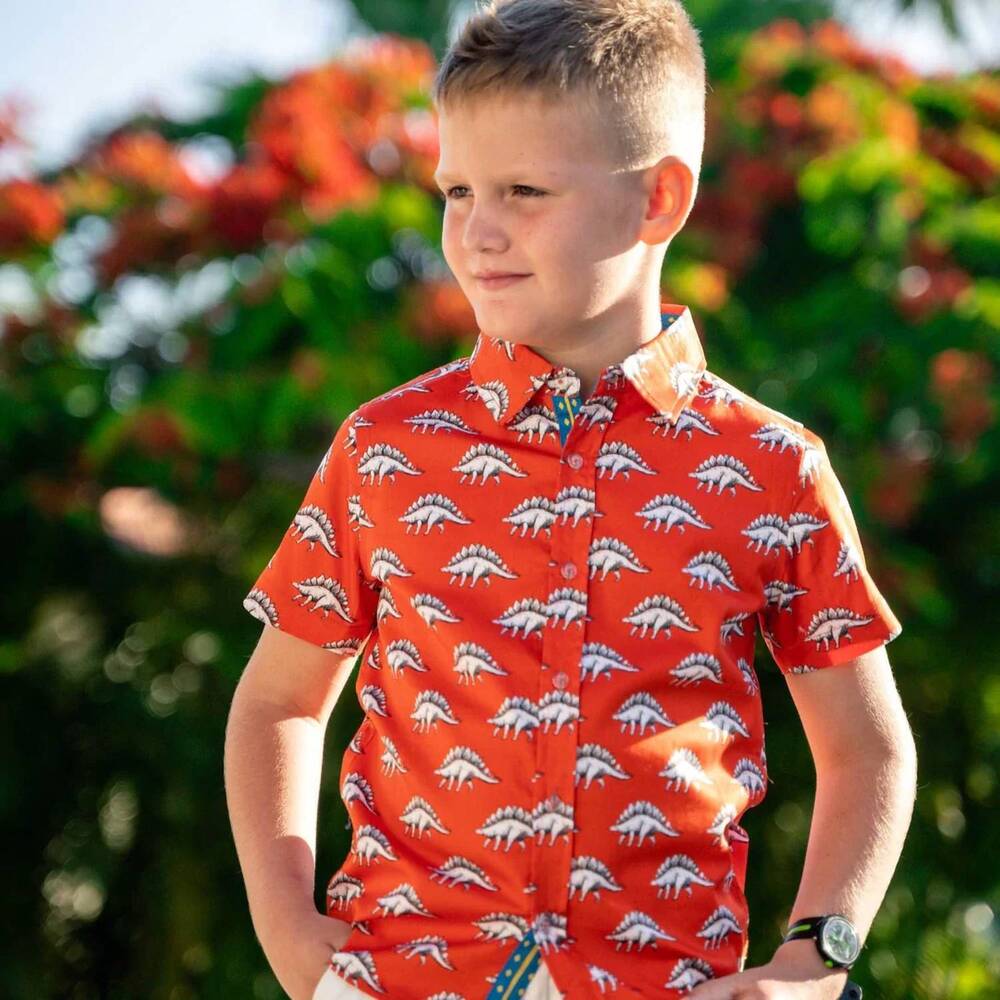 NEW TUKTUK DESIGNS kids dinos shirt in tangerine